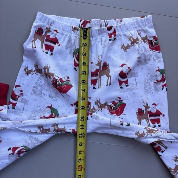 Pottery Barn Women M Organic Cotton White Heritage Santa Christmas Pajama Set - Picture 11 of 16